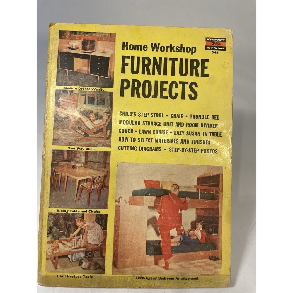 1957 HOME WORKSHOP FURNITURE PROJECT  BY MECHANIX  MAGAZINE ,FAWCETT BOOKS